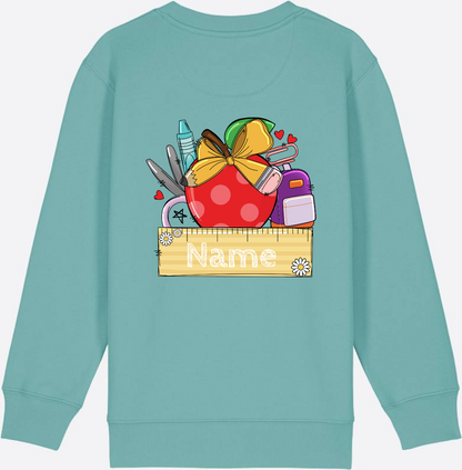 Kinder Sweatshirt zur Einschulung – Personalisiert mit Namen - Teal Monstera