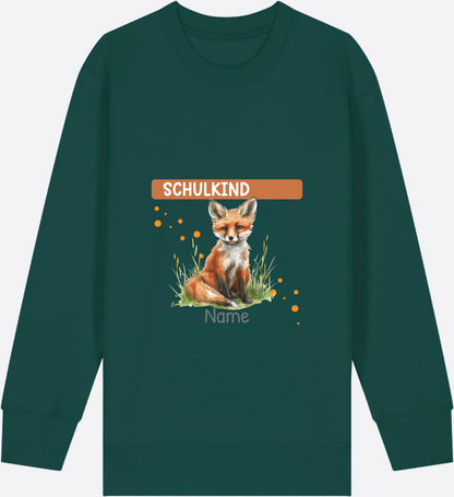 Kinder Sweatshirt zur Einschulung – Personalisiert mit Namen - Glazed Green Herzseite