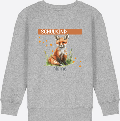 Kinder Sweatshirt zur Einschulung – Personalisiert mit Namen - Heather Grey