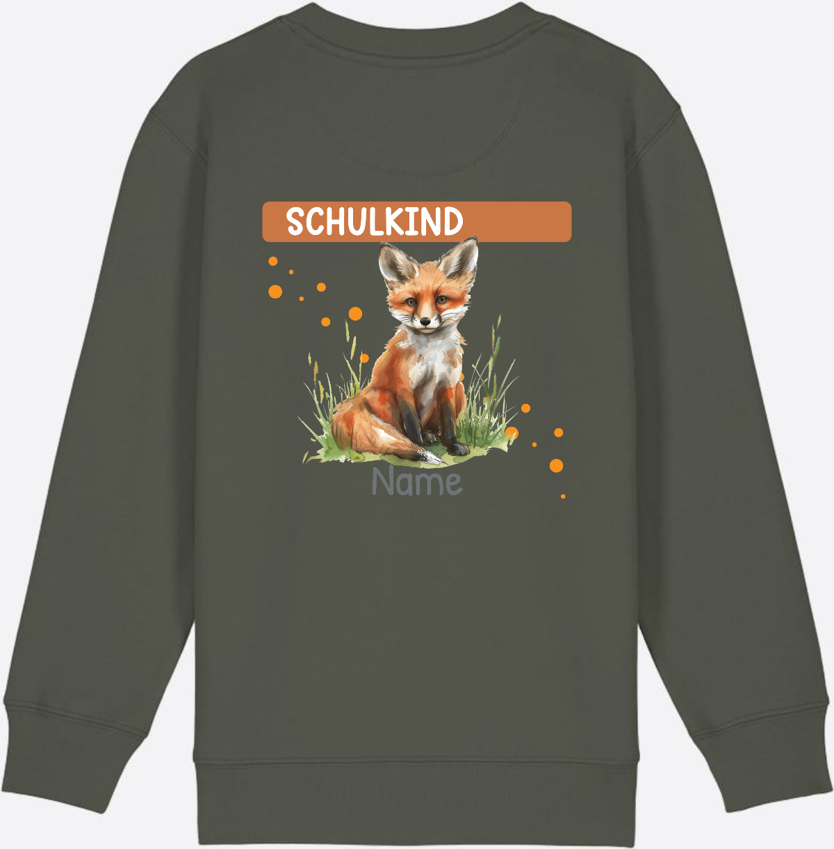 Kinder Sweatshirt zur Einschulung – Personalisiert mit Namen - Khaki