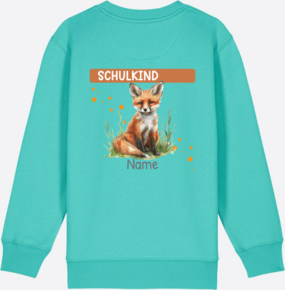 Kinder Sweatshirt zur Einschulung – Personalisiert mit Namen - Pool Blue