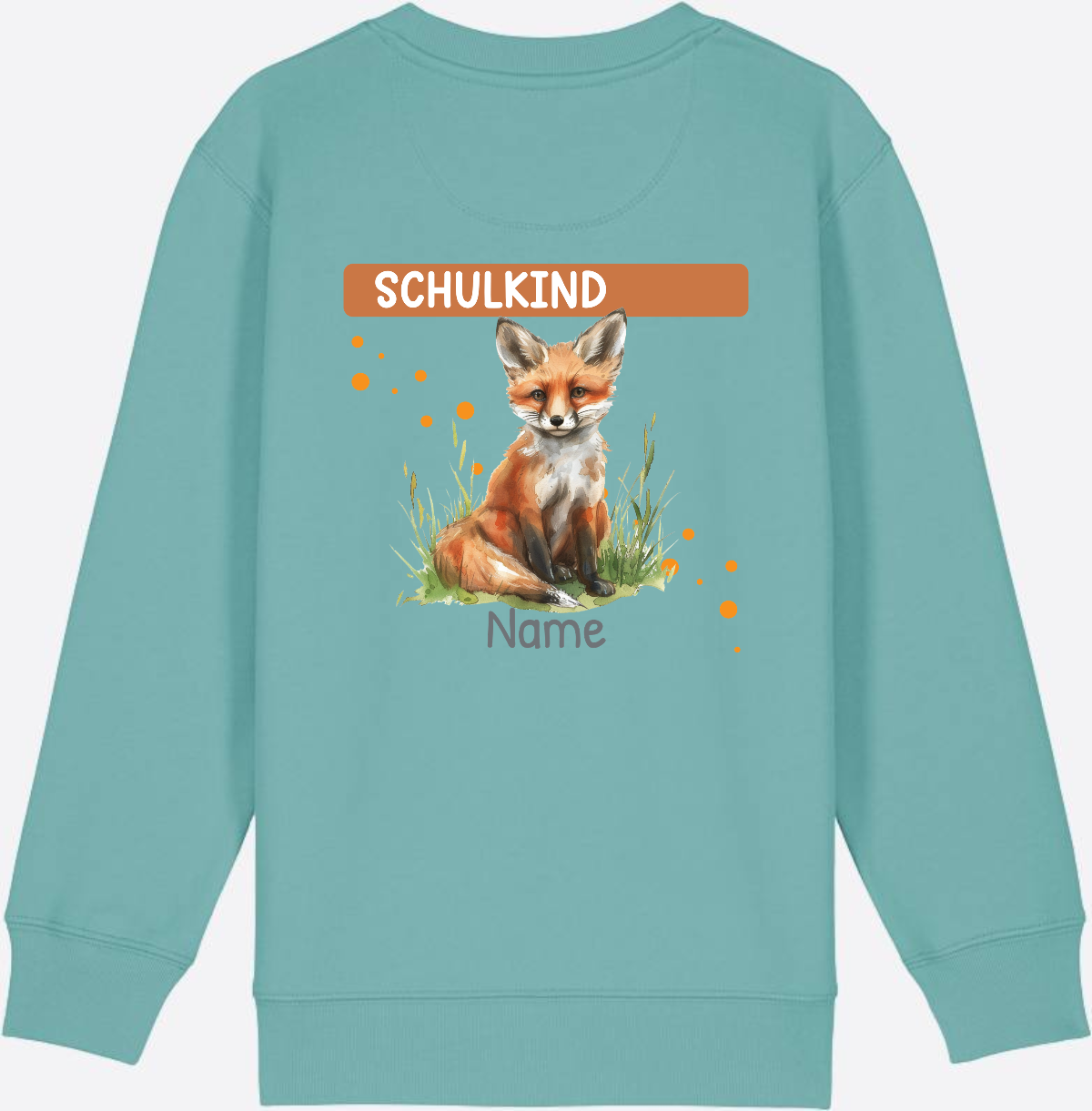 Kinder Sweatshirt zur Einschulung – Personalisiert mit Namen - Teal Monstera