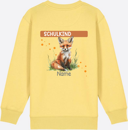 Kinder Sweatshirt zur Einschulung – Personalisiert mit Namen - Viva Yellow