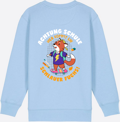 Kinder Sweatshirt zur Einschulung – Schlauer Fuchs mit Name - Blue Soul
