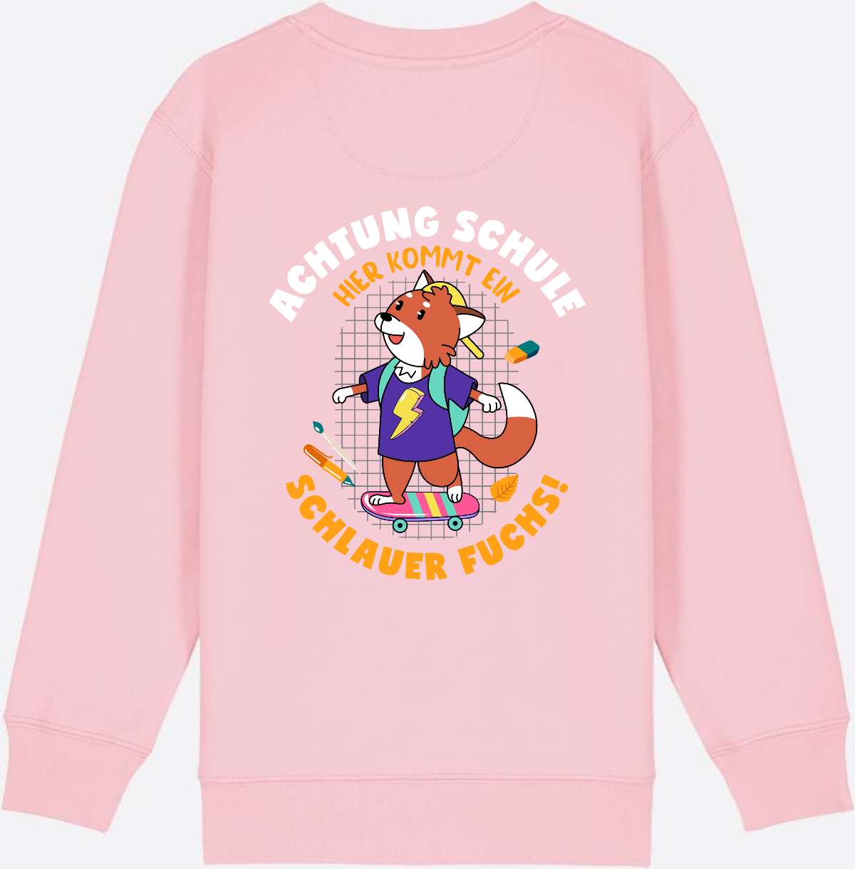 Kinder Sweatshirt zur Einschulung – Schlauer Fuchs mit Name - Cotton Pink