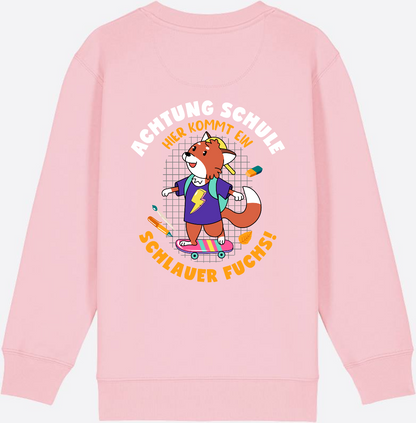 Kinder Sweatshirt zur Einschulung – Schlauer Fuchs mit Name - Cotton Pink