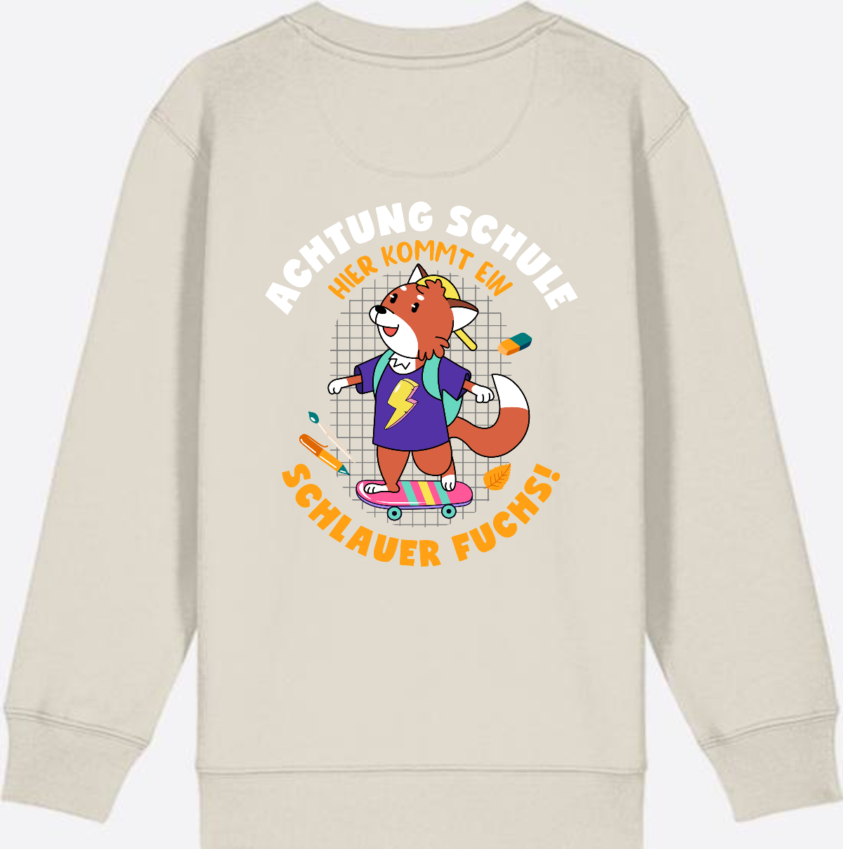 Kinder Sweatshirt zur Einschulung – Schlauer Fuchs mit Name - Eco Heather