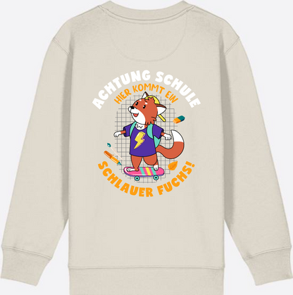 Kinder Sweatshirt zur Einschulung – Schlauer Fuchs mit Name - Eco Heather