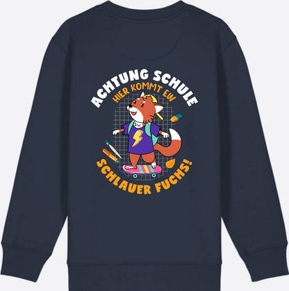 Kinder Sweatshirt zur Einschulung – Schlauer Fuchs mit Name - French Navy