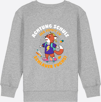 Kinder Sweatshirt zur Einschulung – Schlauer Fuchs mit Name - Heather Grey