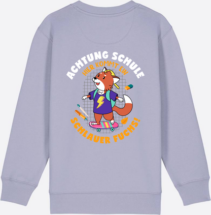 Kinder Sweatshirt zur Einschulung – Schlauer Fuchs mit Name - Lavender