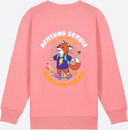 Kinder Sweatshirt zur Einschulung – Schlauer Fuchs mit Name - Pink Joy