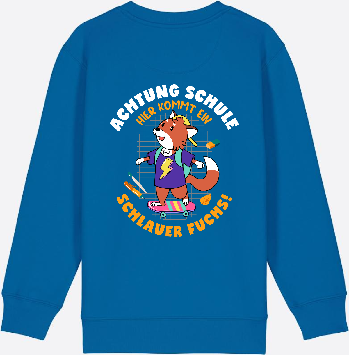 Kinder Sweatshirt zur Einschulung – Schlauer Fuchs mit Name - Royal Blue