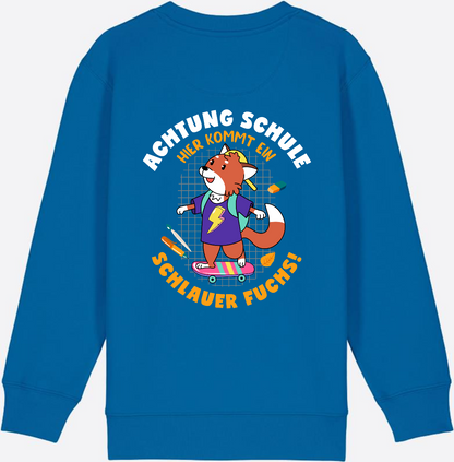 Kinder Sweatshirt zur Einschulung – Schlauer Fuchs mit Name - Royal Blue
