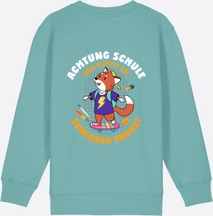 Kinder Sweatshirt zur Einschulung – Schlauer Fuchs mit Name - Teal Monstera