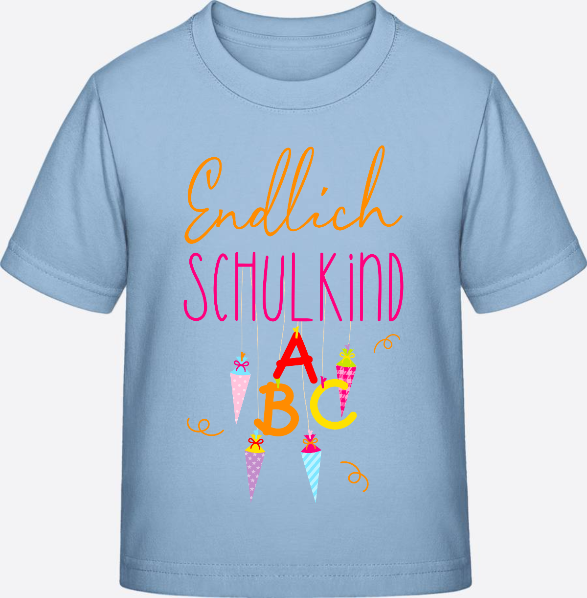 Kinder T-Shirt „Endlich Schulkind“ – Personalisiert mit Namen - Blue Soul