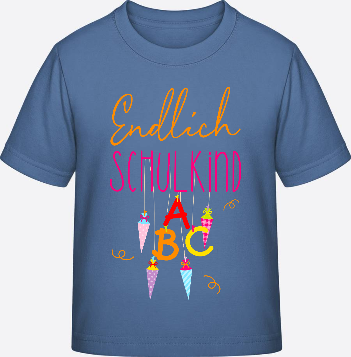 Kinder T-Shirt „Endlich Schulkind“ – Personalisiert mit Namen - Bright Blue