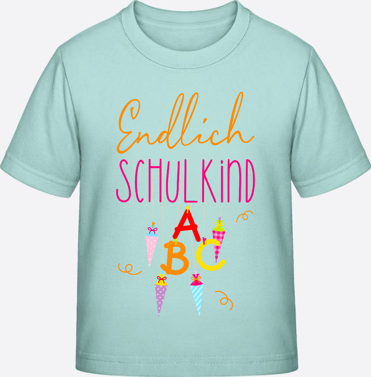 Kinder T-Shirt „Endlich Schulkind“ – Personalisiert mit Namen - Caribbean Blue