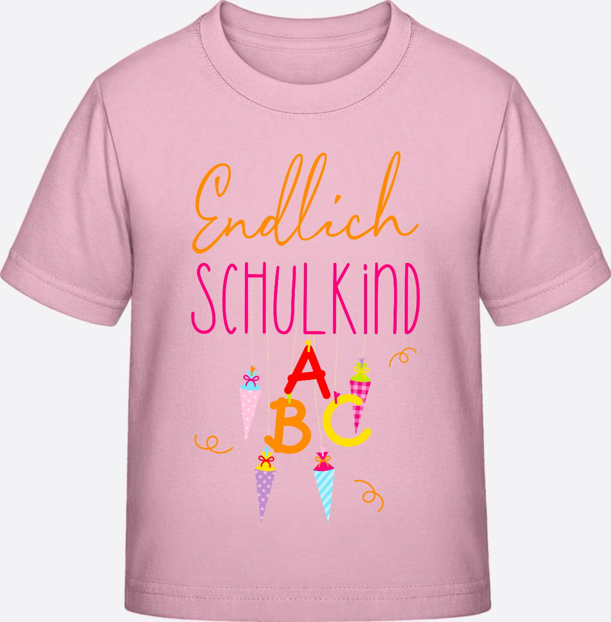 Kinder T-Shirt „Endlich Schulkind“ – Personalisiert mit Namen - Cotton Pink