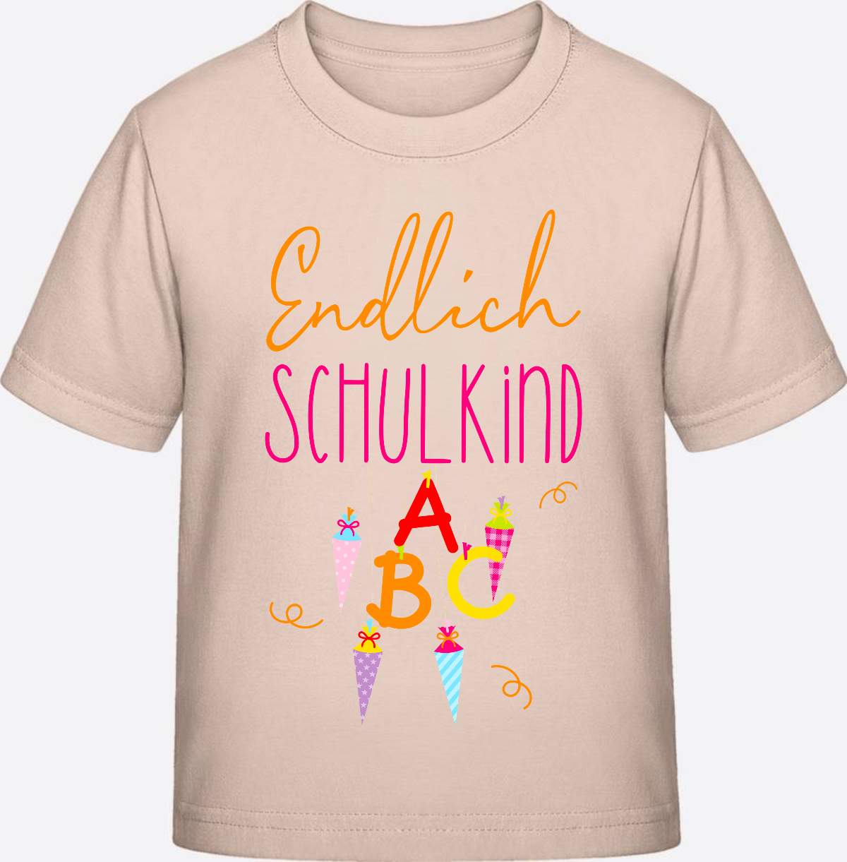 Kinder T-Shirt „Endlich Schulkind“ – Personalisiert mit Namen - Eco-Heather