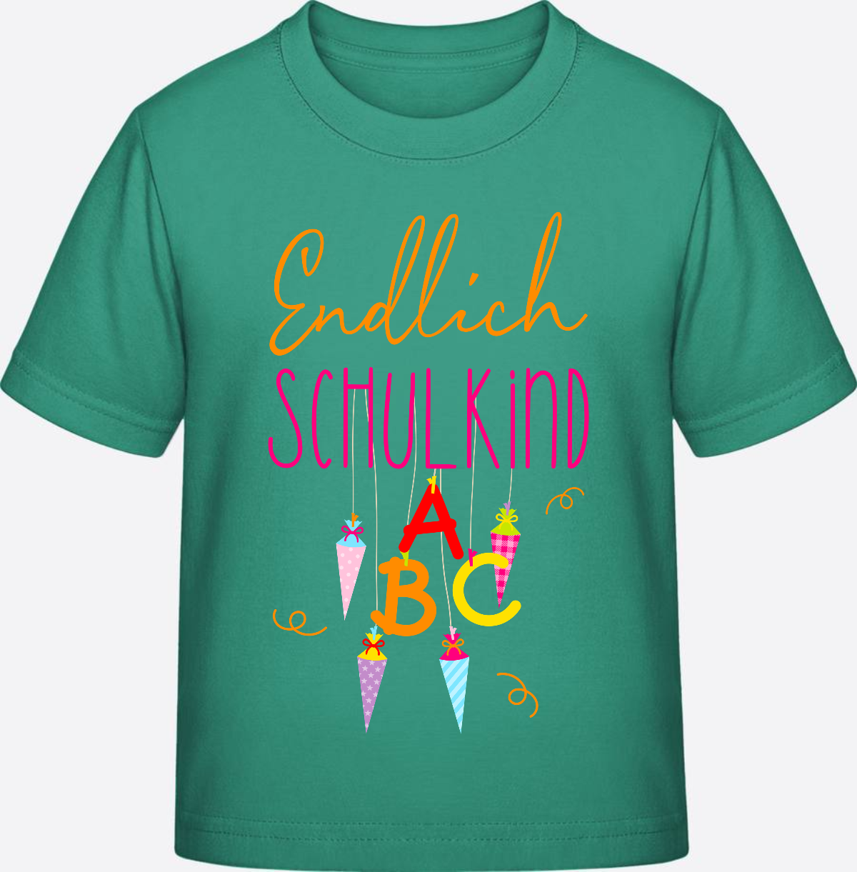 Kinder T-Shirt „Endlich Schulkind“ – Personalisiert mit Namen - Go Green