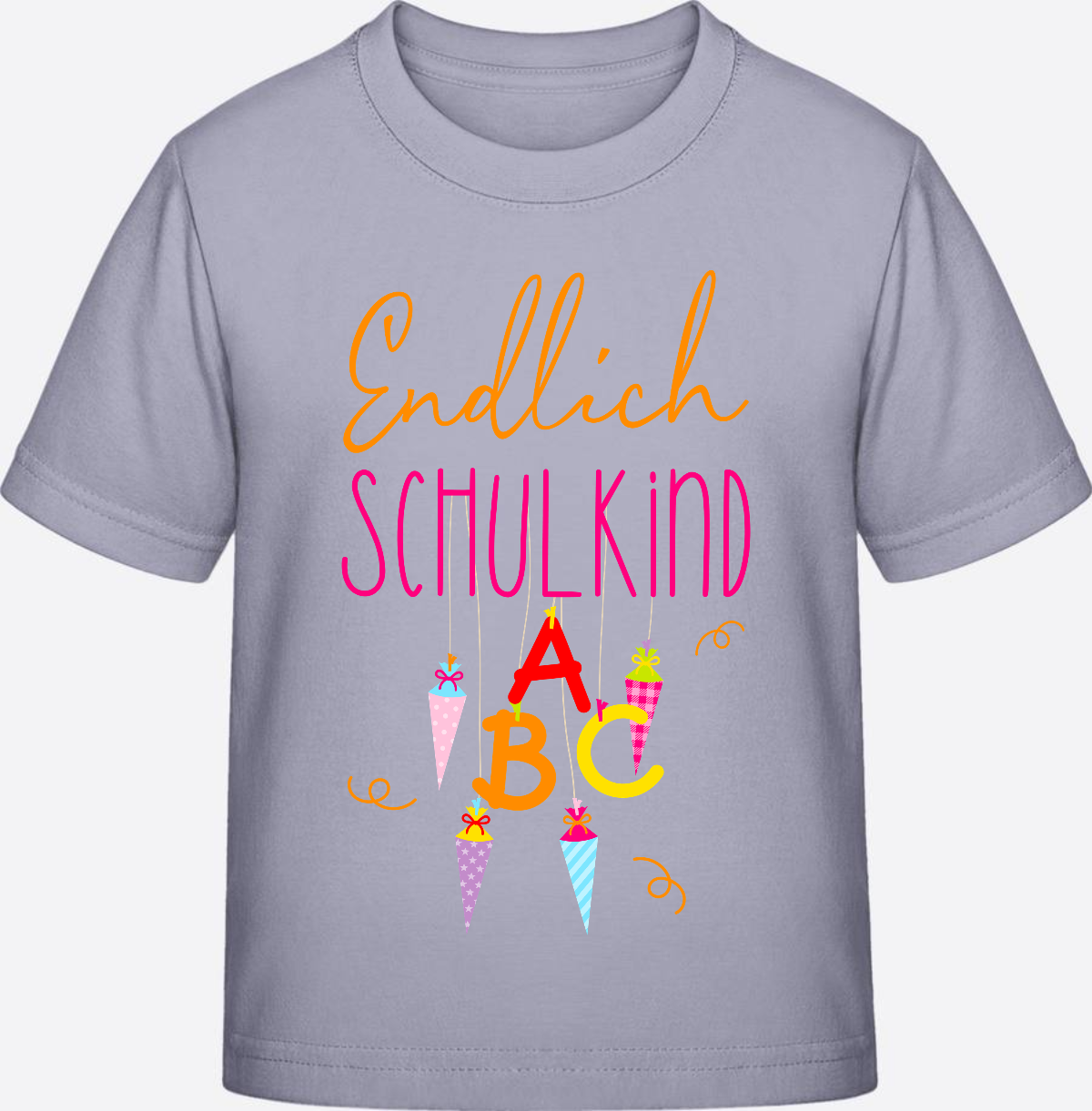 Kinder T-Shirt „Endlich Schulkind“ – Personalisiert mit Namen - Lavender