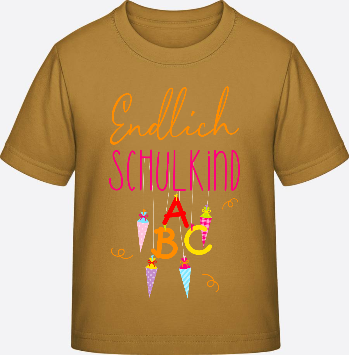 Kinder T-Shirt „Endlich Schulkind“ – Personalisiert mit Namen - Ochre