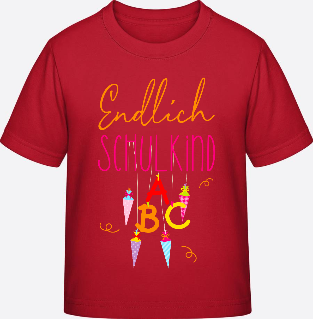 Kinder T-Shirt „Endlich Schulkind“ – Personalisiert mit Namen - Red
