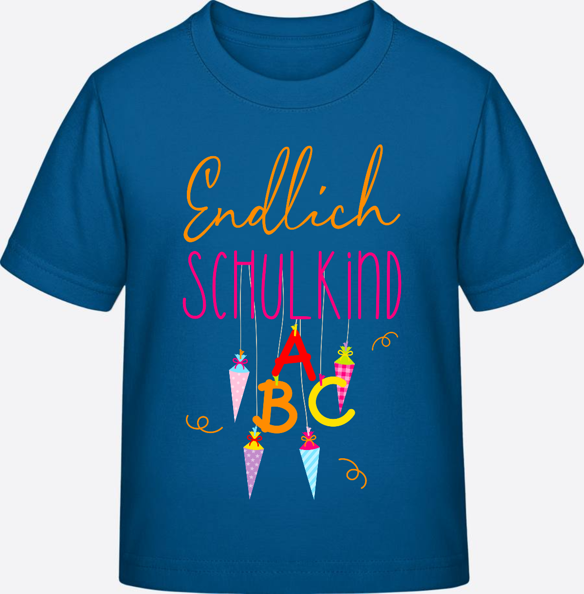 Kinder T-Shirt „Endlich Schulkind“ – Personalisiert mit Namen - Royal Blue