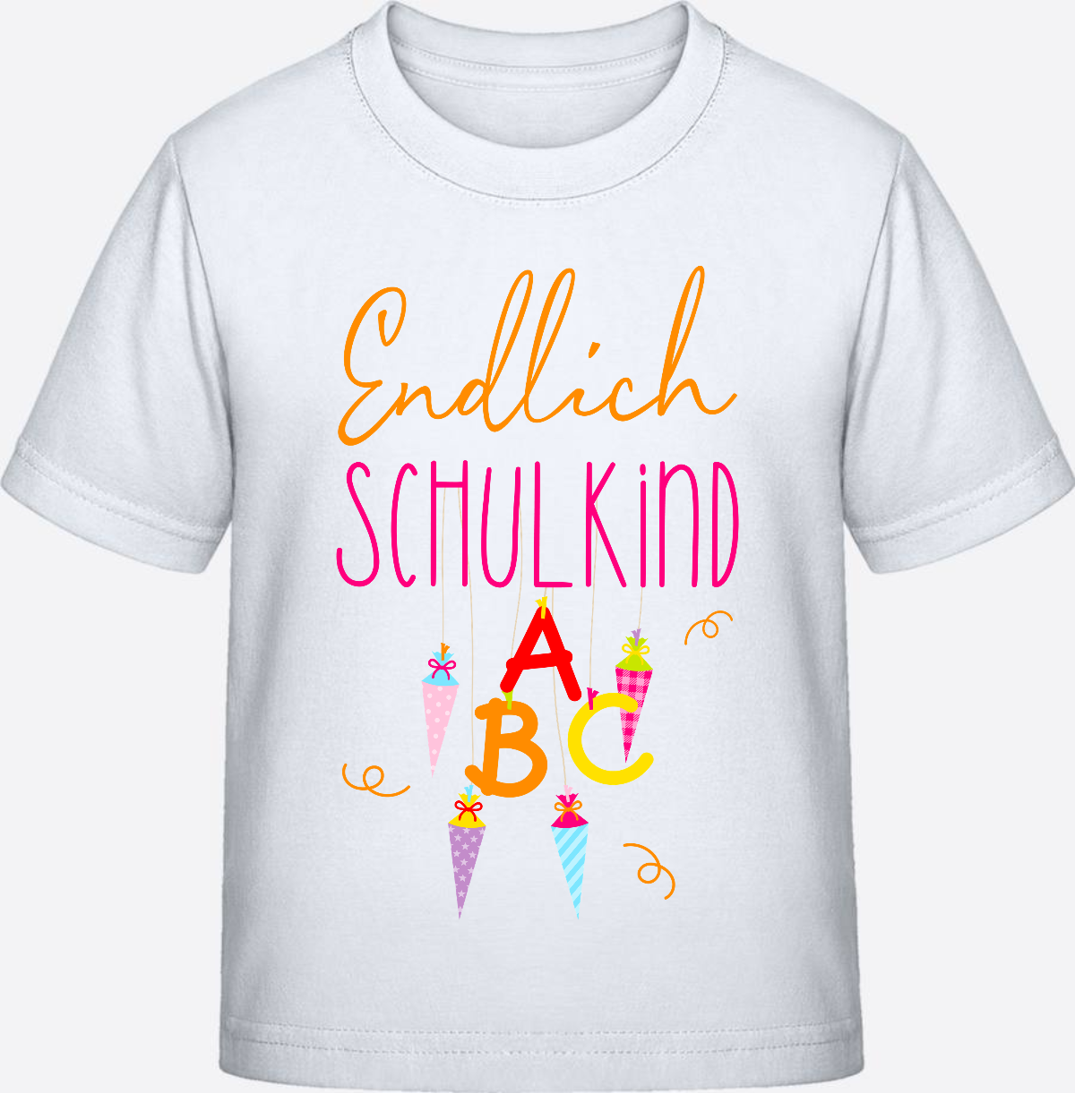 Kinder T-Shirt „Endlich Schulkind“ – Personalisiert mit Namen - White