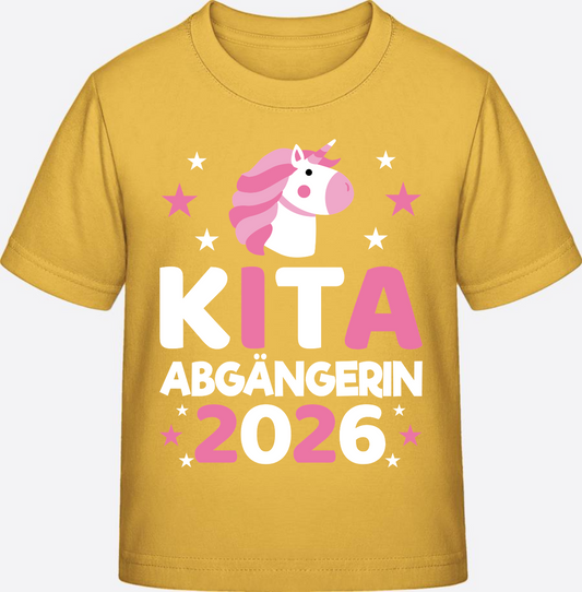 Kinder T-Shirt Kita Abgängerin 2026 Einhorn – Personalisiert - Gold