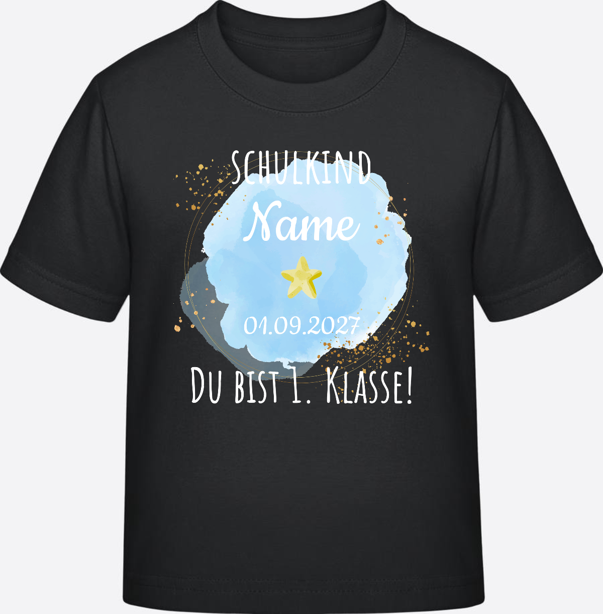 Kinder T-Shirt Schulkind: Du bist erste Klasse – Personalisiert - Black