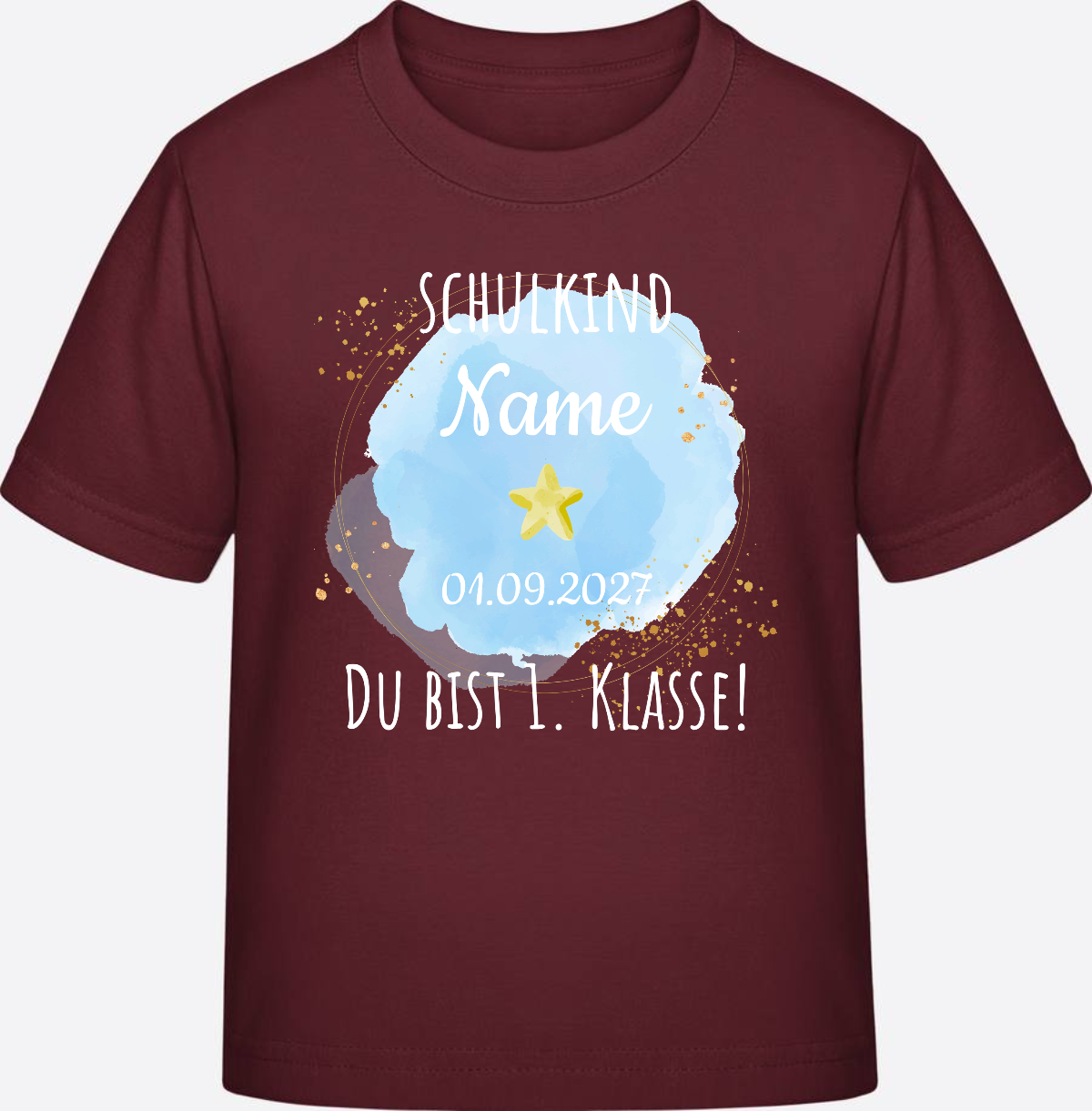 Kinder T-Shirt Schulkind: Du bist erste Klasse – Personalisiert - Burgundy