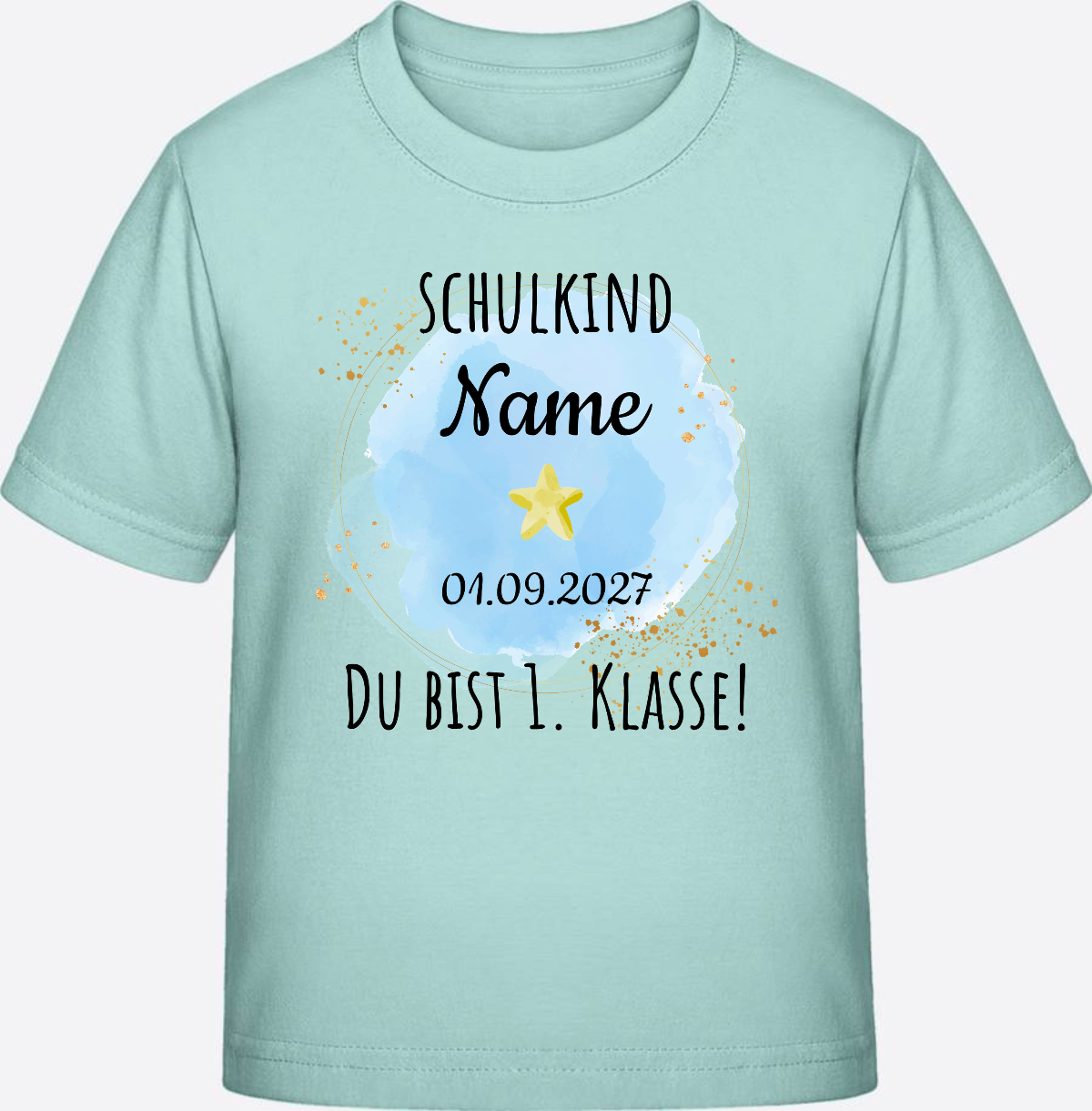 Kinder T-Shirt Schulkind: Du bist erste Klasse – Personalisiert - Caribbean Blue