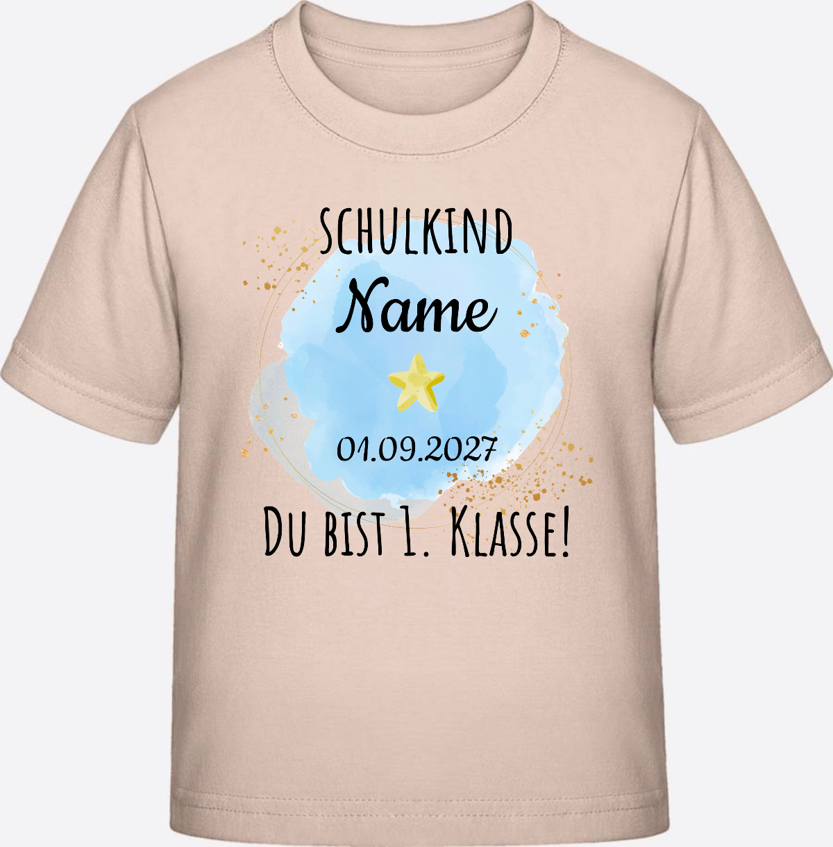 Kinder T-Shirt Schulkind: Du bist erste Klasse – Personalisiert - Eco-Heather
