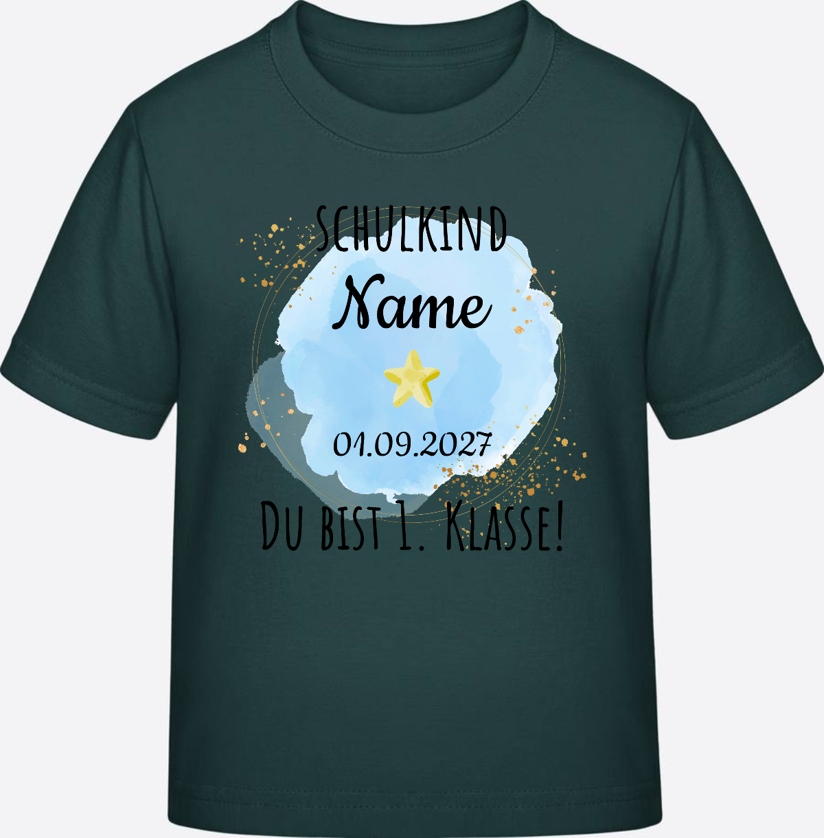 Kinder T-Shirt Schulkind: Du bist erste Klasse – Personalisiert - Glazed Green