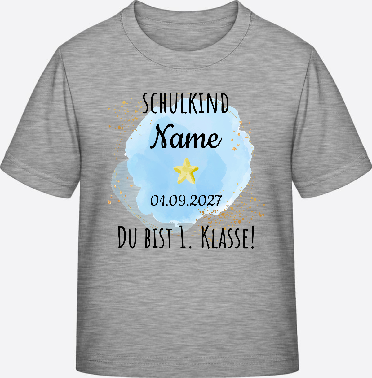 Kinder T-Shirt Schulkind: Du bist erste Klasse – Personalisiert - Heather Grey