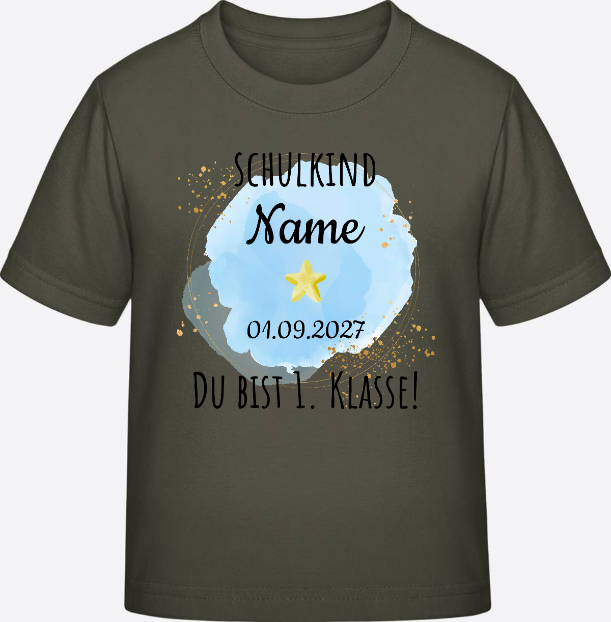 Kinder T-Shirt Schulkind: Du bist erste Klasse – Personalisiert - Khaki