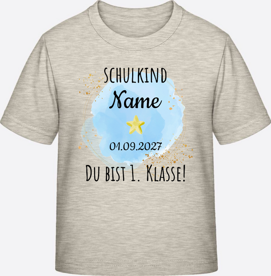 Kinder T-Shirt Schulkind: Du bist erste Klasse – Personalisiert - Natural Raw