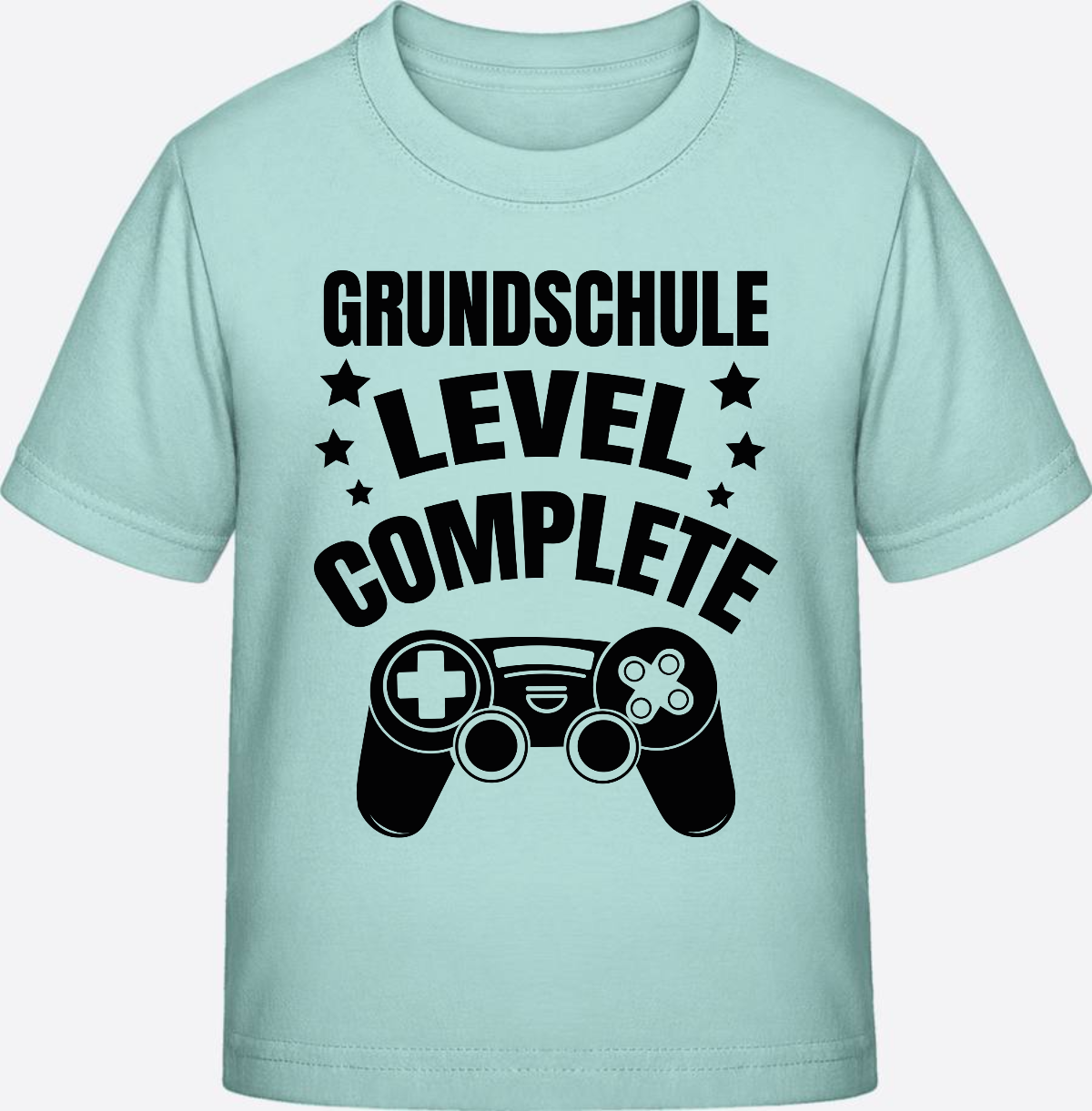 Kinder T-Shirt zur Einschulung: Grundschule Level Complete - Caribbean Blue
