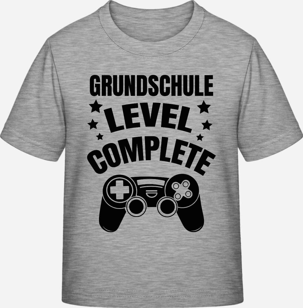 Kinder T-Shirt zur Einschulung: Grundschule Level Complete - Heather Grey