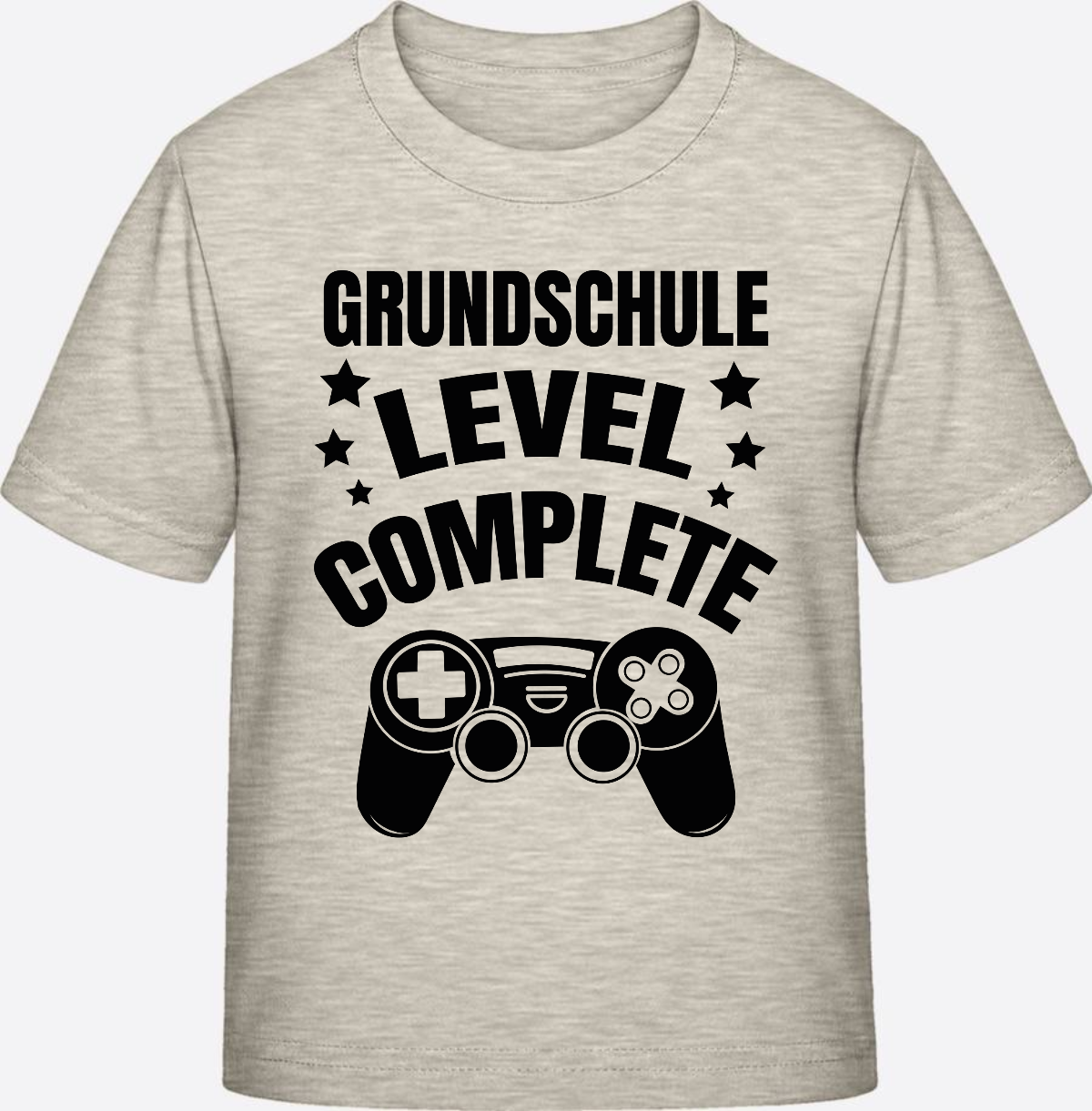 Kinder T-Shirt zur Einschulung: Grundschule Level Complete - Natural Raw