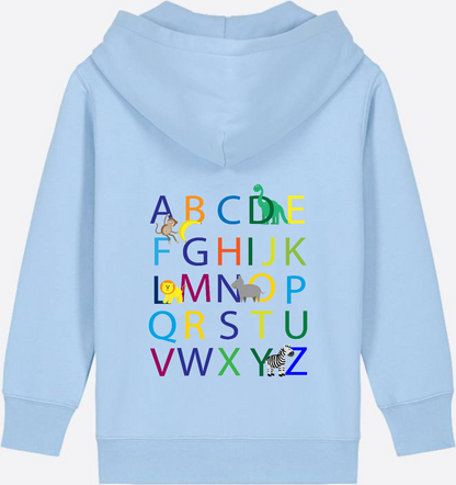 Kinder Zip-Hoodie ABC zur Einschulung mit Name - Blue Soul
