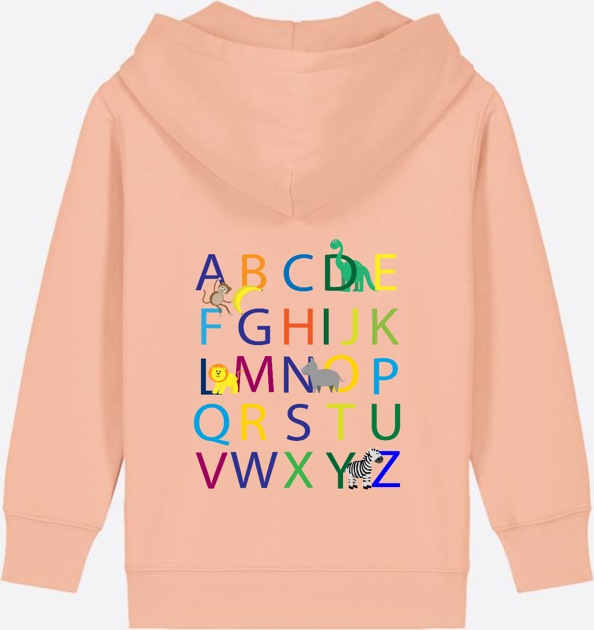 Kinder Zip-Hoodie ABC zur Einschulung mit Name - Fraiche Peche