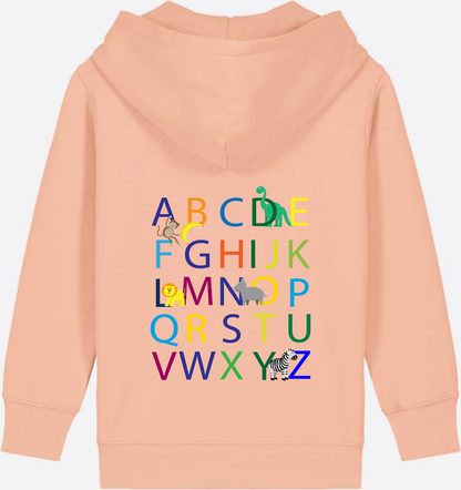 Kinder Zip-Hoodie ABC zur Einschulung mit Name - Fraiche Peche