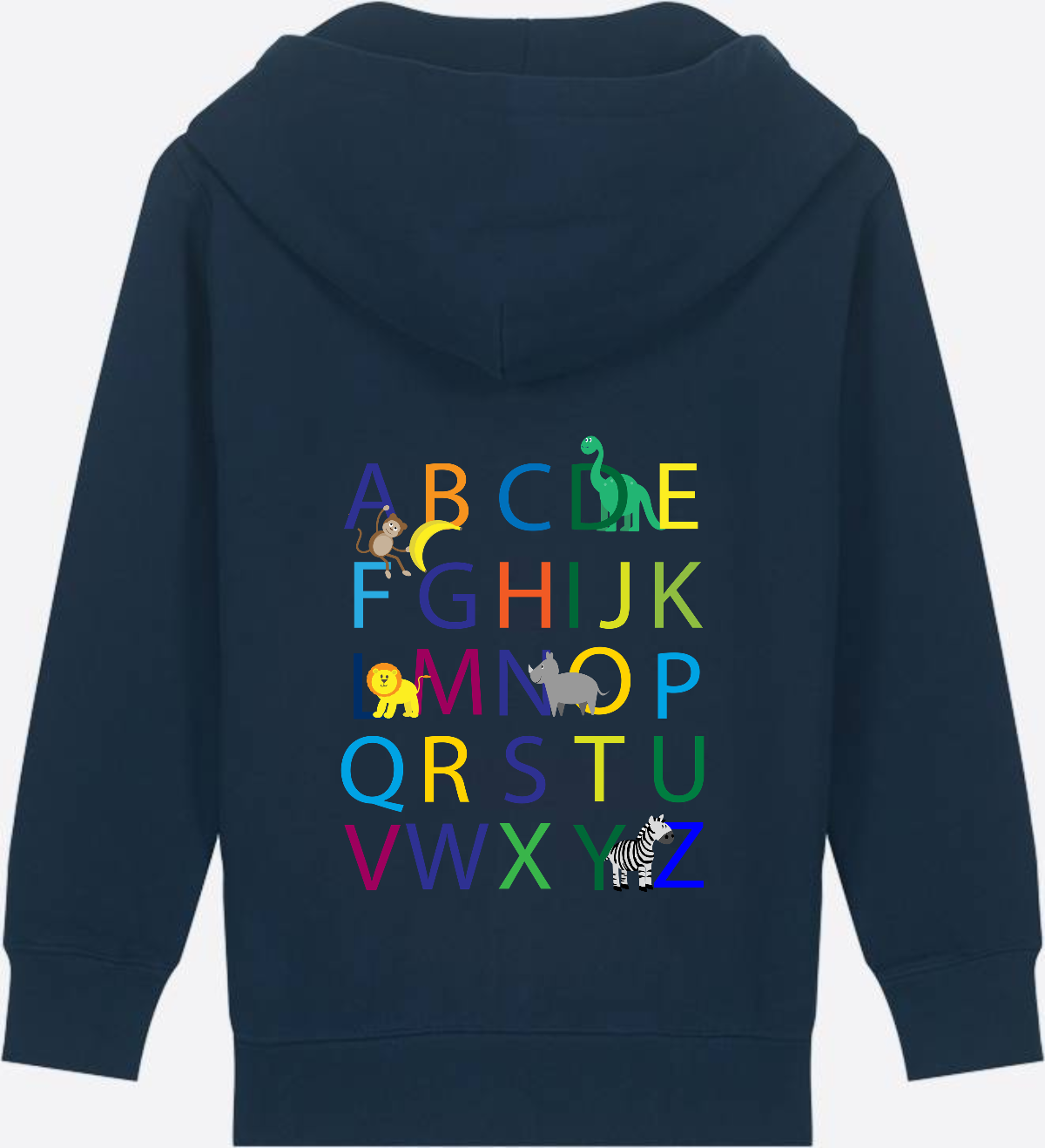 Kinder Zip-Hoodie ABC zur Einschulung mit Name - French Navy