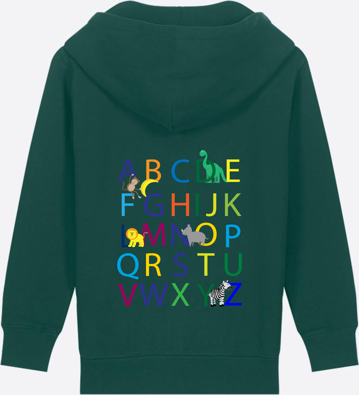 Kinder Zip-Hoodie ABC zur Einschulung mit Name - Glazed Green