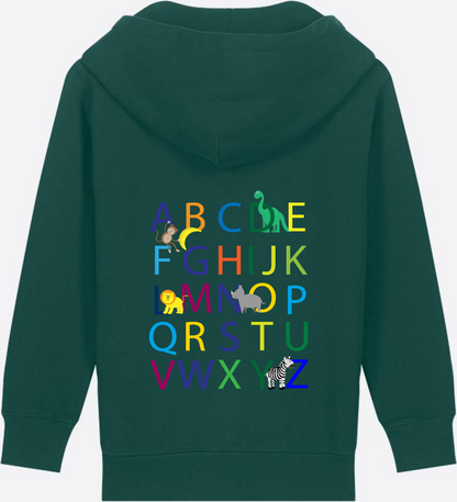 Kinder Zip-Hoodie ABC zur Einschulung mit Name - Glazed Green
