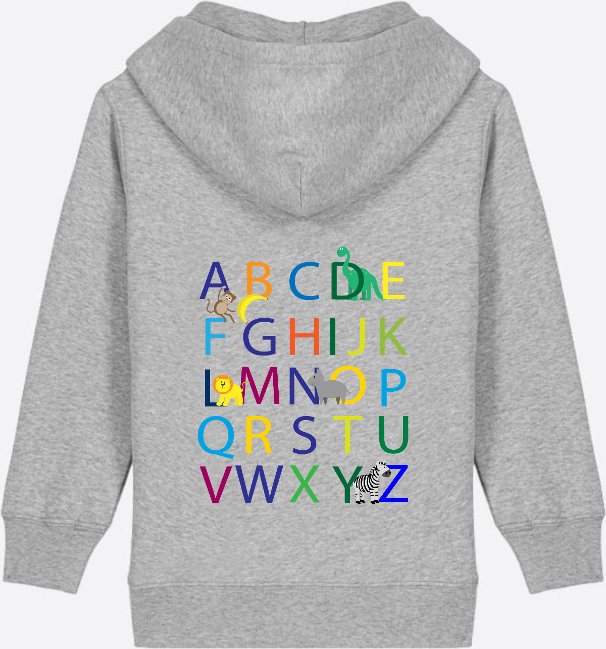 Kinder Zip-Hoodie ABC zur Einschulung mit Name - Heather Grey