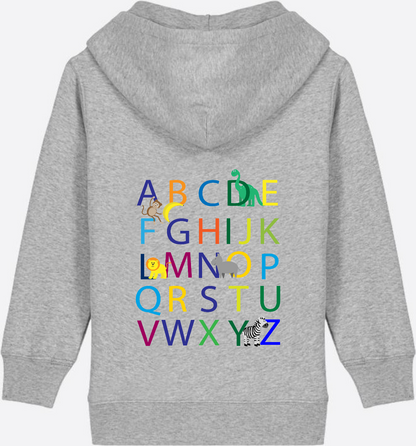 Kinder Zip-Hoodie ABC zur Einschulung mit Name - Heather Grey
